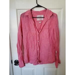 Frank & Eileen Barry Button Up Long Sleeve Shirt Size Large 100% Linen READ